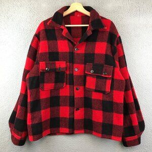 Vintage 60s Buffalo Plaid Wool Jacket Coat Hunting size XL